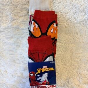 NWT MARVEL Spider-Man Red and White Crew Socks 6 pairs NWT